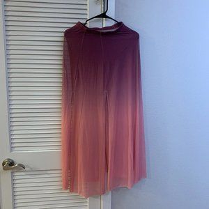 Women Elastic Mesh Wide Leg Pants for Dancing, Pink and Purple, Size XS